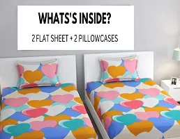 Comfortable Cotton 3D Printed Two Single Bedsheets With Two Pillow Covers-thumb1