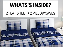 Comfortable Cotton 3D Printed Two Single Bedsheets With Two Pillow Covers-thumb1