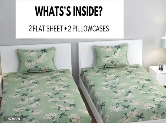 Comfortable Cotton 3D Printed Two Single Bedsheets With Two Pillow Covers-thumb2