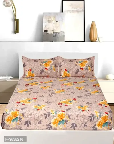 Classic Microfiber Printed Double Bedsheet with Pillow Covers