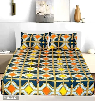 Classic Microfiber Printed Double Bedsheet with Pillow Covers-thumb0