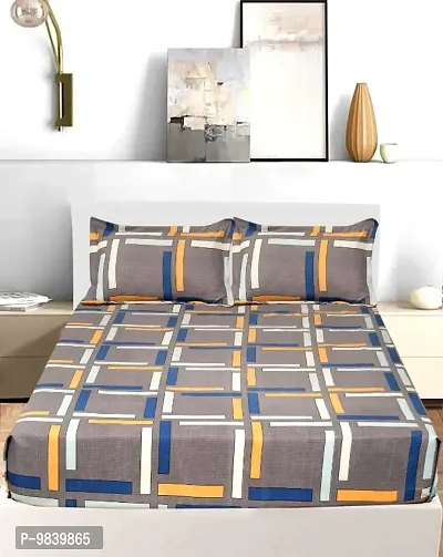 Classic Microfiber Printed Double Bedsheet with Pillow Covers-thumb0