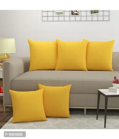 Belvostum Set of 5 Stripes Decorative Zipper Throw/Pillow Cushion Cover (16x16) inches Yellow