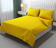 Comfortable Cotton Checked Double Badsheet Bedsheets With Two Pillow Covers-thumb2