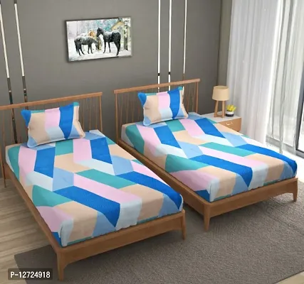 Comfortable Cotton 3D Printed Two Single Bedsheets With Two Pillow Covers