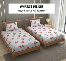 Comfortable Cotton 3D Printed Two Single Bedsheets With Two Pillow Covers-thumb1