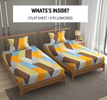 Comfortable Cotton 3D Printed Two Single Bedsheets With Two Pillow Covers-thumb1