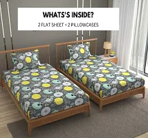 Comfortable Cotton 3D Printed Two Single Bedsheets With Two Pillow Covers-thumb1