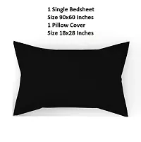 Classic Cotton Solid Single Bedsheets with Pillow Cover-thumb1