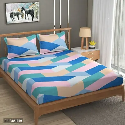 Comfortable Cotton 3D Printed Double Bedsheets With Pillow Covers-thumb0