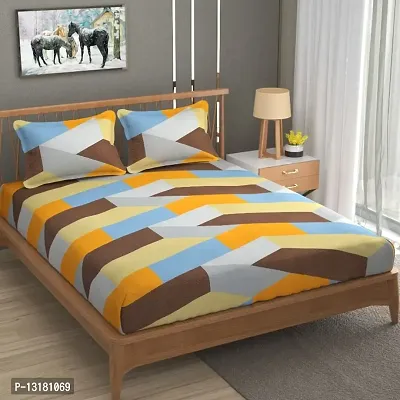 Comfortable Cotton 3D Printed Double Bedsheets With Pillow Covers