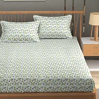 Comfortable Cotton Fitted Double Bedsheet with Two Pillow Covers-thumb2