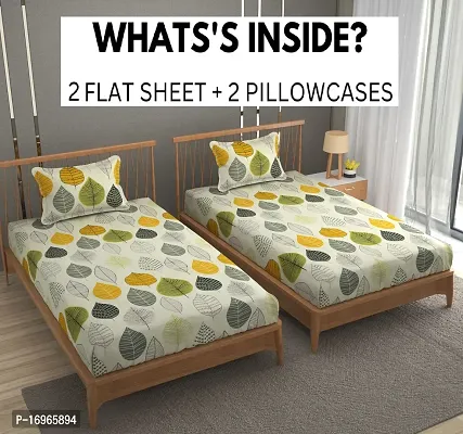 Comfortable Cotton 3D Printed Two Single Bedsheets With Two Pillow Covers-thumb3