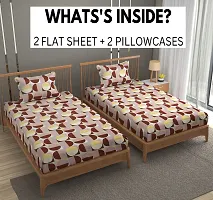 Comfortable Cotton 3D Printed Two Single Bedsheets With Two Pillow Covers-thumb1