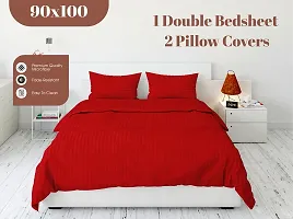 Cotton Blend Striped 1 Bedsheet with 2 Pillowcovers-thumb2