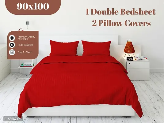 Cotton Blend Striped 1 Bedsheet with 2 Pillowcovers-thumb3
