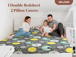 Comfortable Cotton 3D Printed Double Bedsheets With Pillow Covers-thumb1