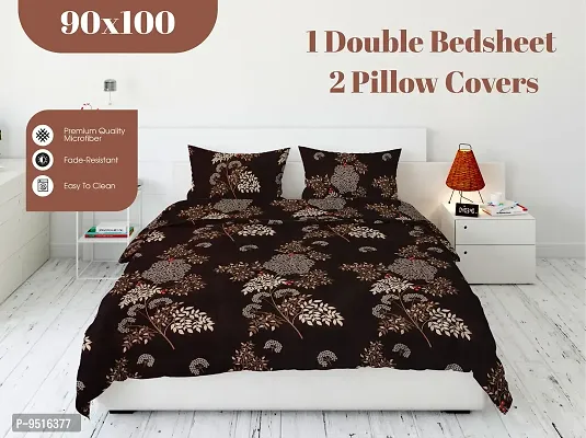 Belvostum Multicoloured  300 TC Microfiber Double Floral Printed Bedsheet with 2 Pillow covers (90x100)-thumb4