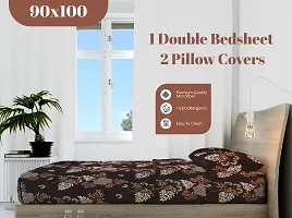 Multicoloured 300 TC Soft 100% Organic Microfiber 3D Printed Bedsheet for Double Bed with 2 Pillows Covers (90x100)-thumb3