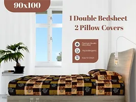 Classic Microfiber Printed Double Bedsheet with Pillow Covers-thumb1