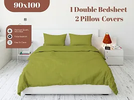 Cotton Blend Striped 1 Bedsheet with 2 Pillowcovers-thumb2