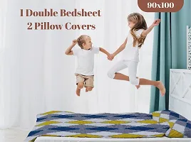 Multicoloured Cotton Blend 3d Printed Bedsheet With 2 Pillow Covers-thumb1