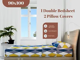 Multicoloured Cotton Blend 3d Printed Bedsheet With 2 Pillow Covers-thumb2