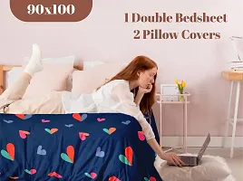 Stunning Multicoloured Microfiber 3d Printed Double Bedsheet With 2 Pillow Covers-thumb1