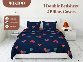 Stunning Multicoloured Microfiber 3d Printed Double Bedsheet With 2 Pillow Covers-thumb2