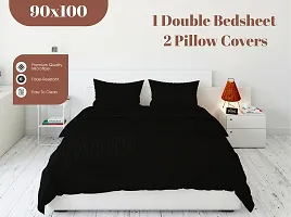 Cotton Blend Striped 1 Bedsheet with 2 Pillowcovers-thumb1