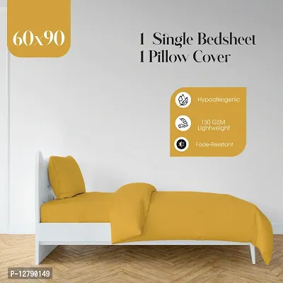 Classic Cotton Solid Single Bedsheets with Pillow Cover-thumb4