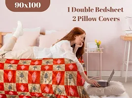 Belvostum Multicoloured  300 TC Microfiber Double Floral Printed Bedsheet with 2 Pillow covers (90x100)-thumb2