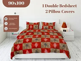 Belvostum Multicoloured  300 TC Microfiber Double Floral Printed Bedsheet with 2 Pillow covers (90x100)-thumb3