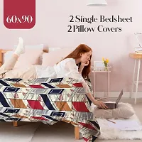 Comfortable Cotton 3D Printed Two Single Bedsheets With Two Pillow Covers-thumb2