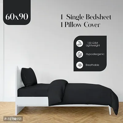 Classic Cotton Solid Single Bedsheets with Pillow Cover-thumb4