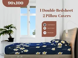 Stunning Multicoloured Microfiber 3d Printed Double Bedsheet With 2 Pillow Covers-thumb1