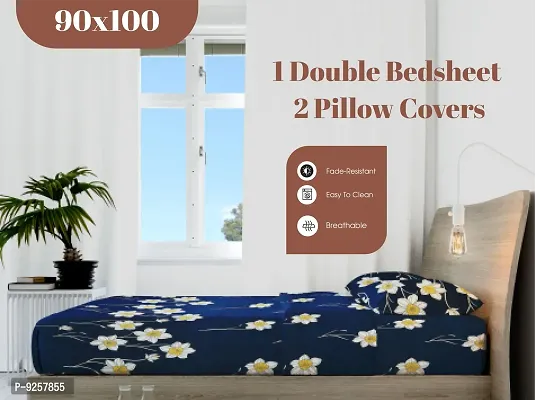 Stunning Multicoloured Microfiber 3d Printed Double Bedsheet With 2 Pillow Covers-thumb2