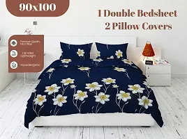 Stunning Multicoloured Microfiber 3d Printed Double Bedsheet With 2 Pillow Covers-thumb2