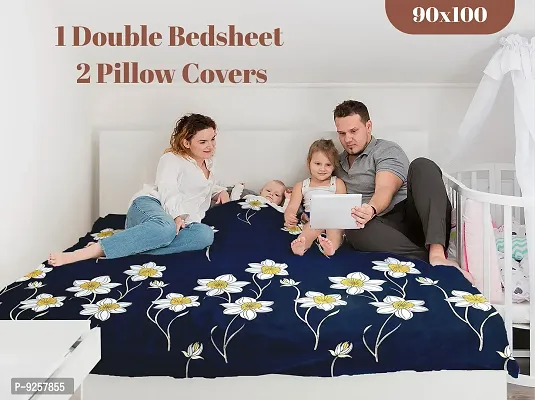 Stunning Multicoloured Microfiber 3d Printed Double Bedsheet With 2 Pillow Covers-thumb4