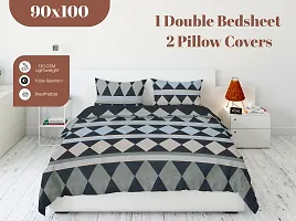 Multicoloured 300 TC Soft 100% Organic Microfiber 3D Printed Bedsheet for Double Bed with 2 Pillows Covers (90x100)-thumb4