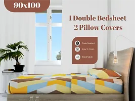 Comfortable Cotton 3D Printed Double Bedsheets With Pillow Covers-thumb1