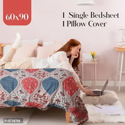 Classic 280TC  Microfiber 3D Printed One Single Bedsheets with Pillow Cover-thumb3