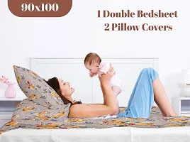 Multicoloured 300 TC Soft 100% Organic Microfiber 3D Printed Bedsheet for Double Bed with 2 Pillows Covers (90x100)-thumb3