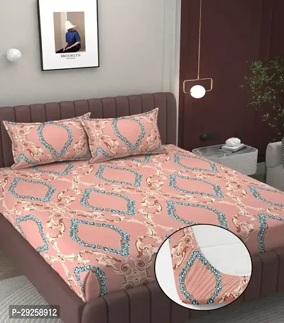 New Fitted Glace 3D Printed Cotton King Size Bedsheet and 2 Pillow Covers, 72x78x8 Inches