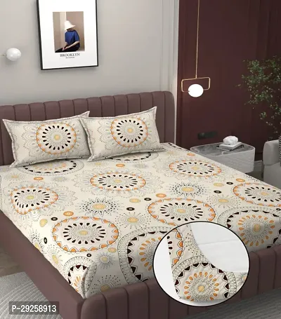 New Fitted Glace 3D Printed Cotton King Size Bedsheet and 2 Pillow Covers, 72x78x8 Inches