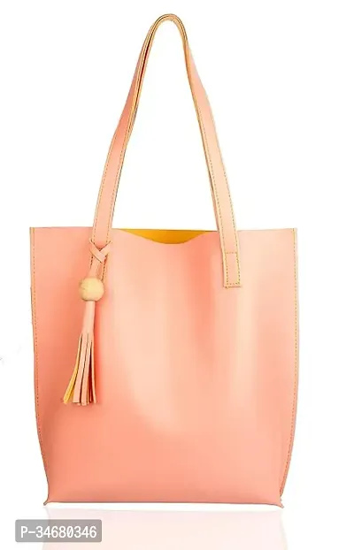 Stylish Pink Pu Tote Bags For Women-thumb0