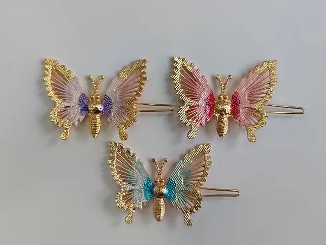 Butterfly Hair Clips Glitter, Hair Claw Clips Shaking Butterfly Hair Clips for Women set of 3