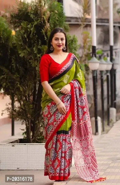 Fancy Jute Silk Saree with Blouse Piece for Women-thumb0