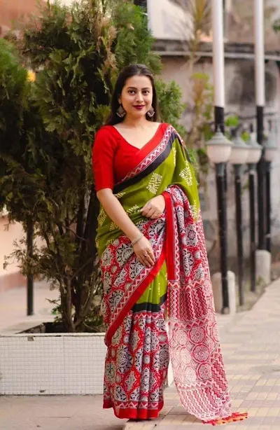 Hot Selling Jute Silk Saree with Blouse piece 