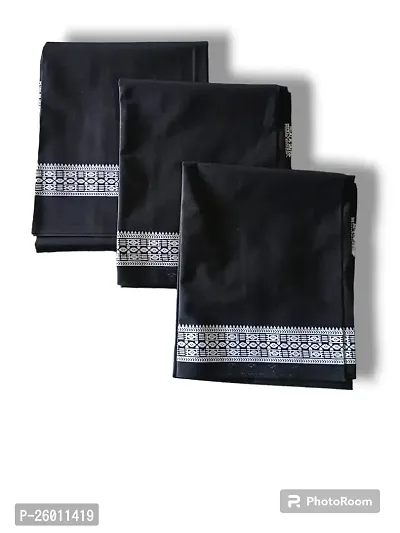 Stylish Black Cotton Gamcha Pack Of 3-thumb0